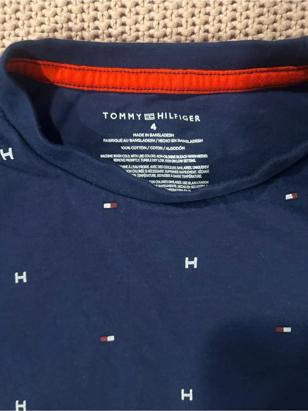 Tommy Hilfiger Boys Navy Logo Print T-Shirt Size 4
